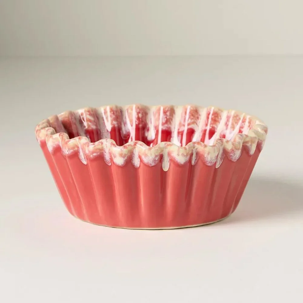 Anthropologie Kori Ramekin Set 4 Red Stoneware Ramekin Bakeware Crème Brûlée New
